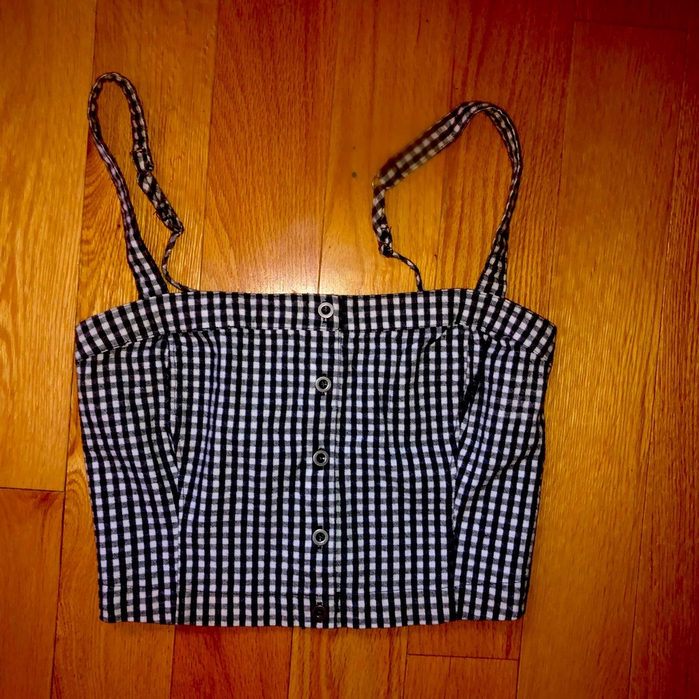 Gingham tank button-up crop top